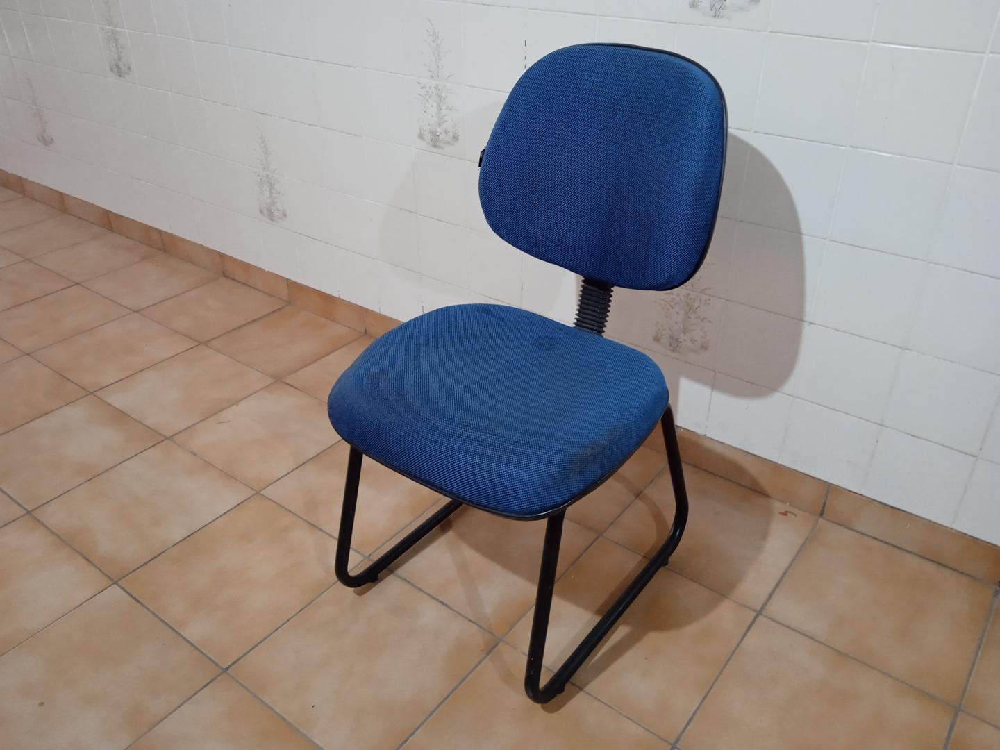 Cadeira de Escritório fixa estofada s/ braços Coperflex em Aço / Estofado Azul