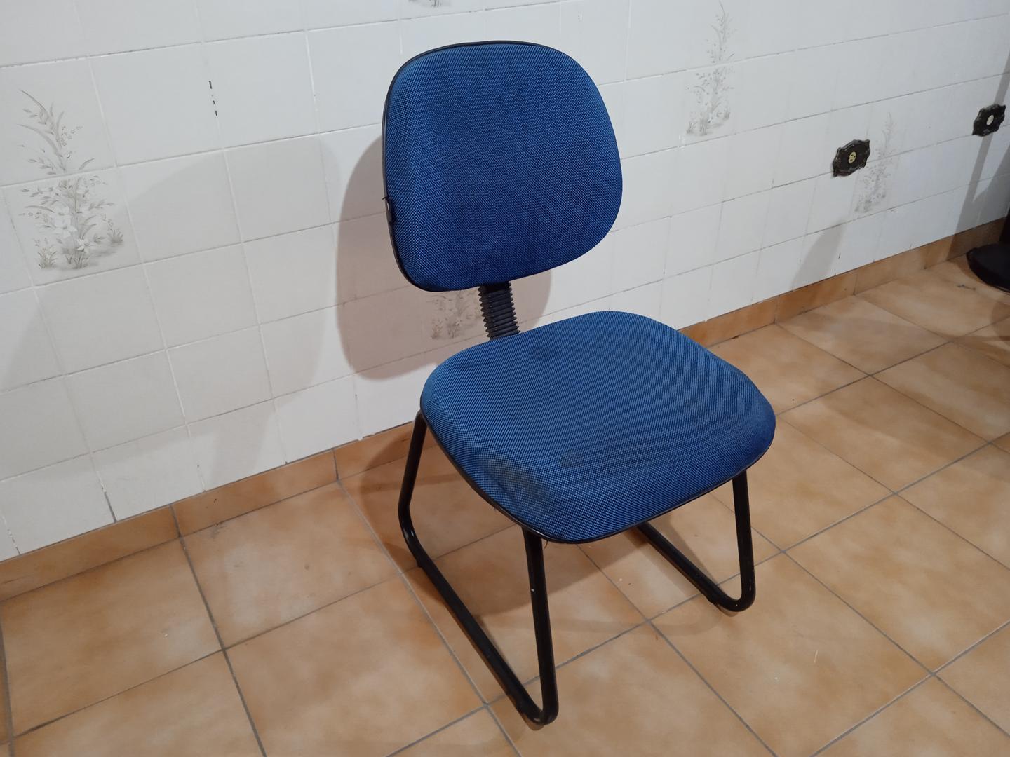 Cadeira de Escritório fixa estofada s/ braços Coperflex em Aço / Estofado Azul