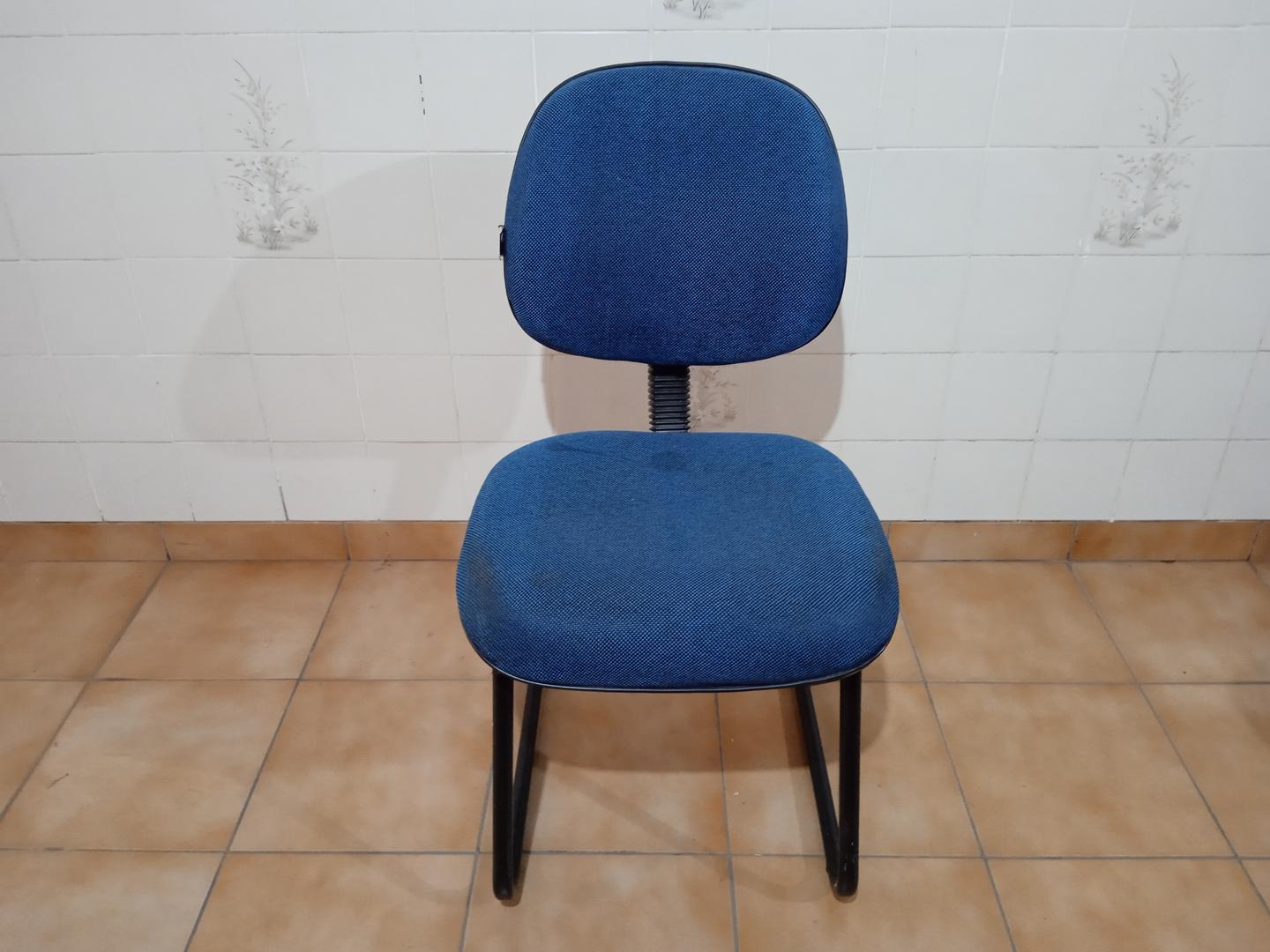 Cadeira de Escritório fixa estofada s/ braços Coperflex em Aço / Estofado Azul