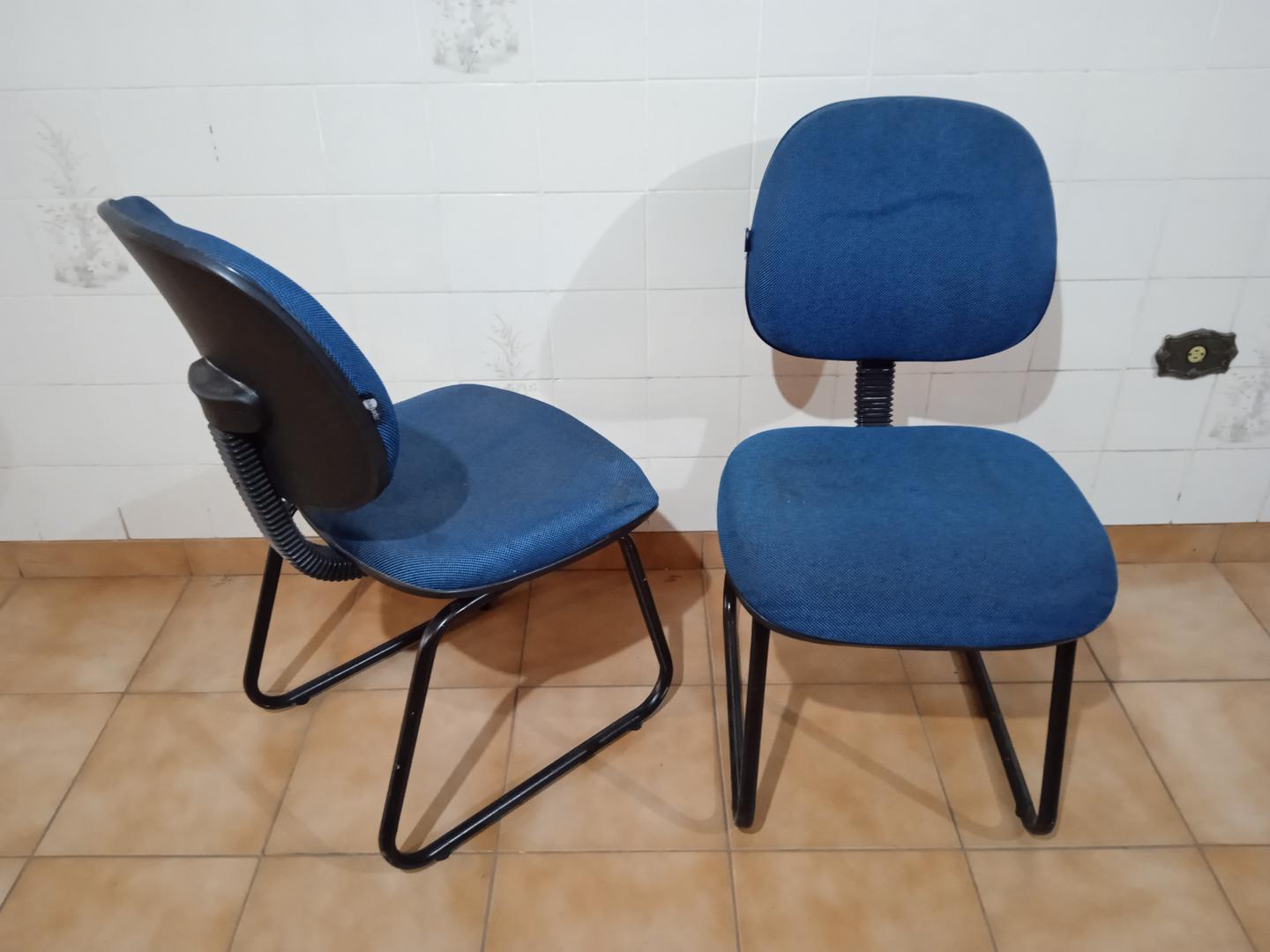 Cadeira de Escritório fixa estofada s/ braços Coperflex em Aço / Estofado Azul