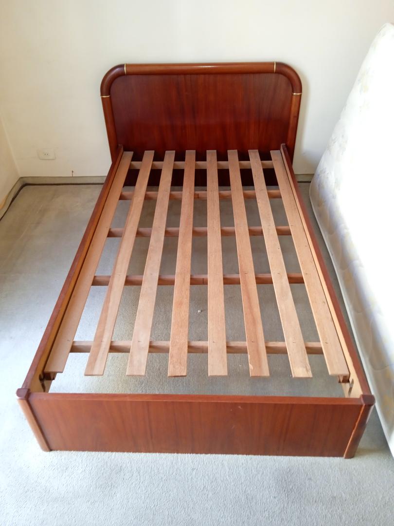 Cama de viúva s / colchão em Madeira Marrom 100 cm x 128 cm x 210 cm