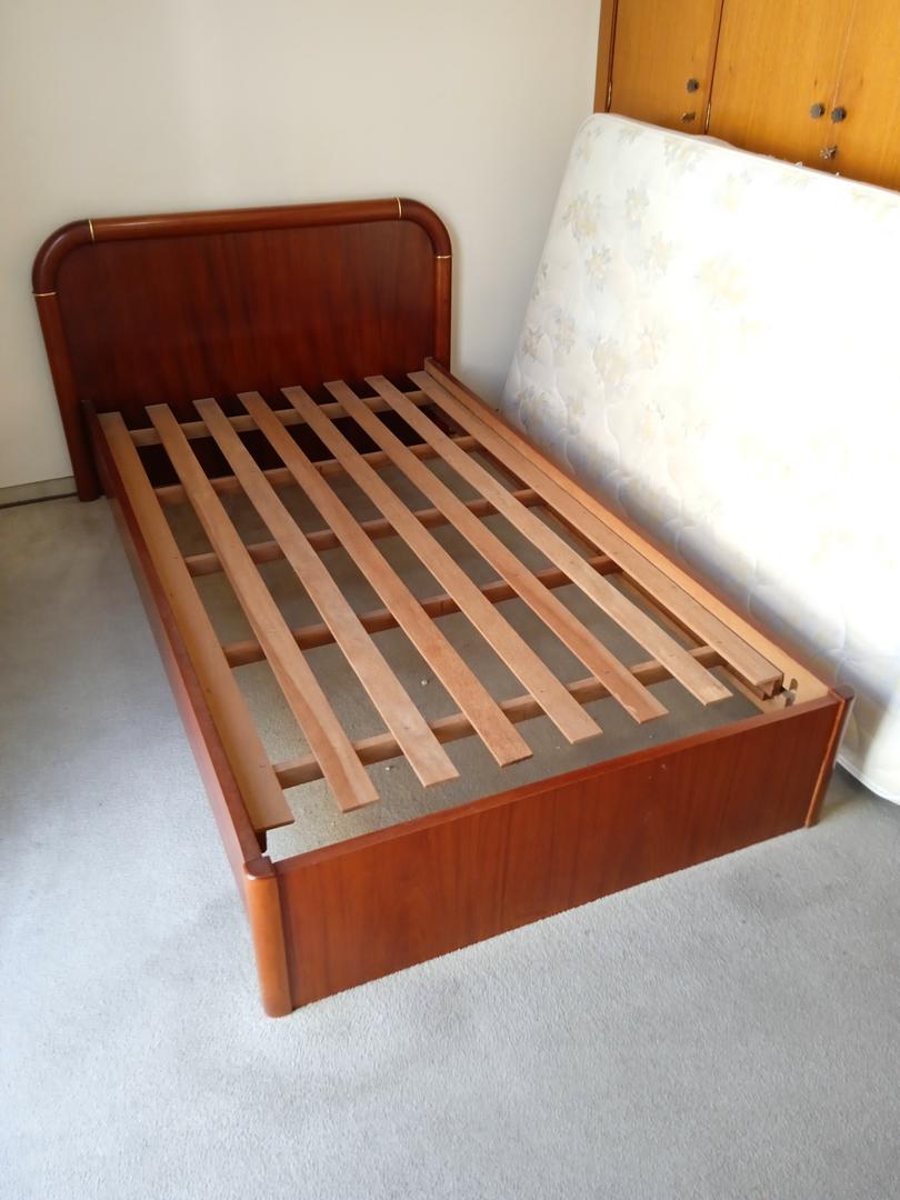 Cama de viúva s / colchão em Madeira Marrom 100 cm x 128 cm x 210 cm