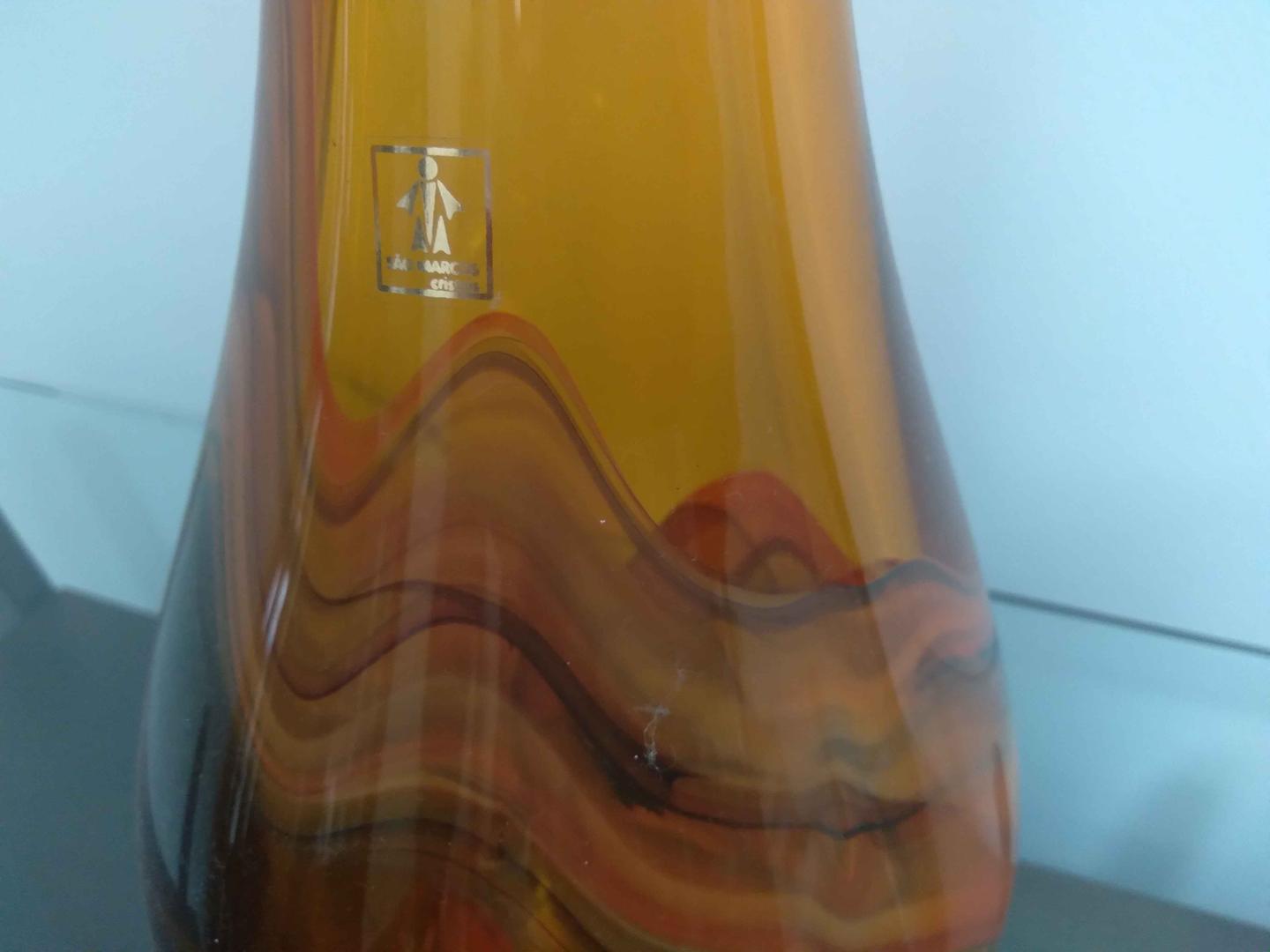 Vaso de arranjo São Marcos Cristais  em Cristal Laranja 51 cm x 12 cm x 12 cm