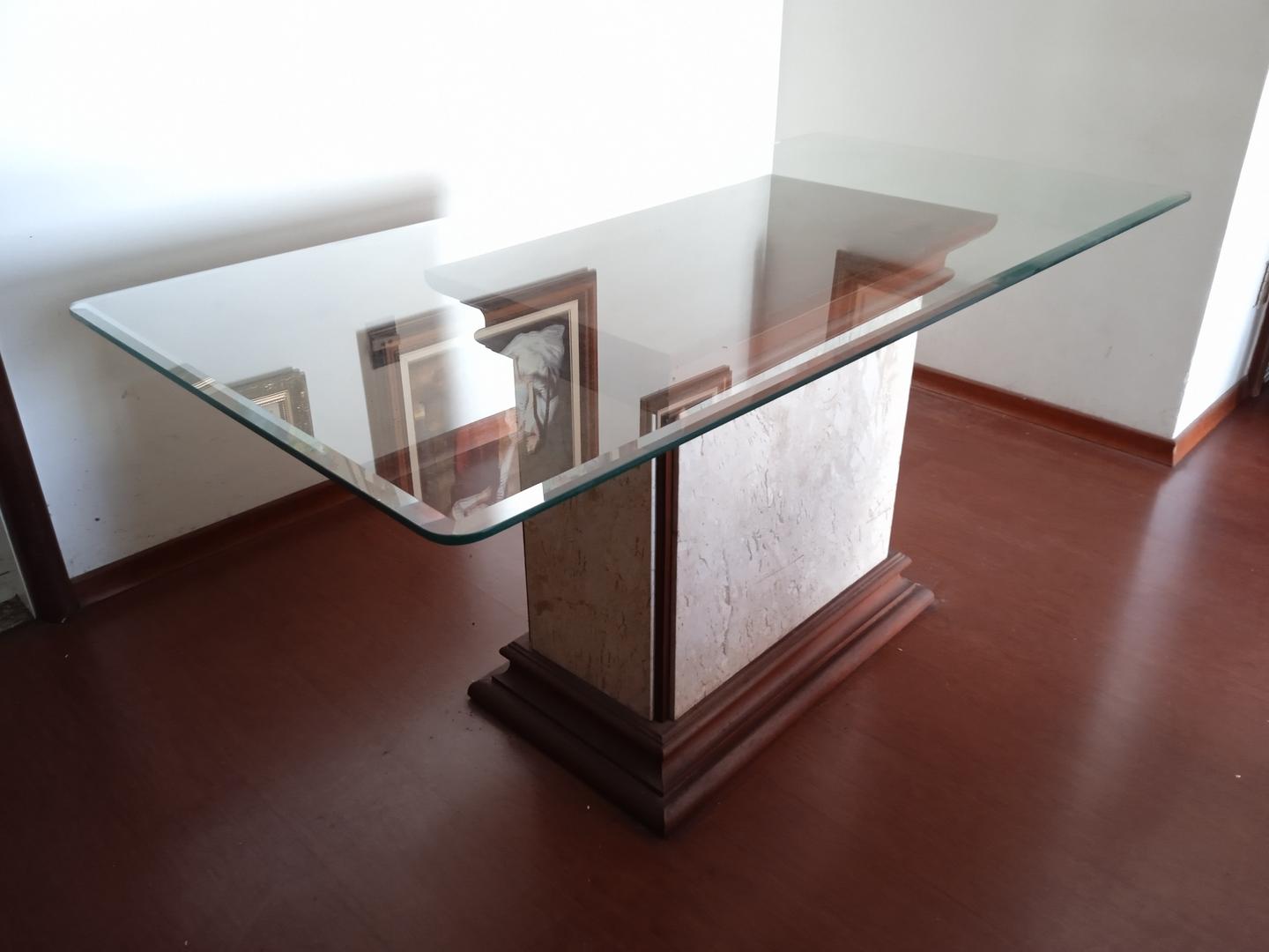 Mesa de jantar s/ cadeiras em Mármore / Vidro Bege 75 cm x 160 cm x 80 cm
