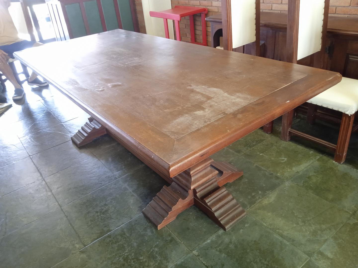 Mesa de jantar Antiga em Madeira Marrom 77 cm x 220 cm x 100 cm