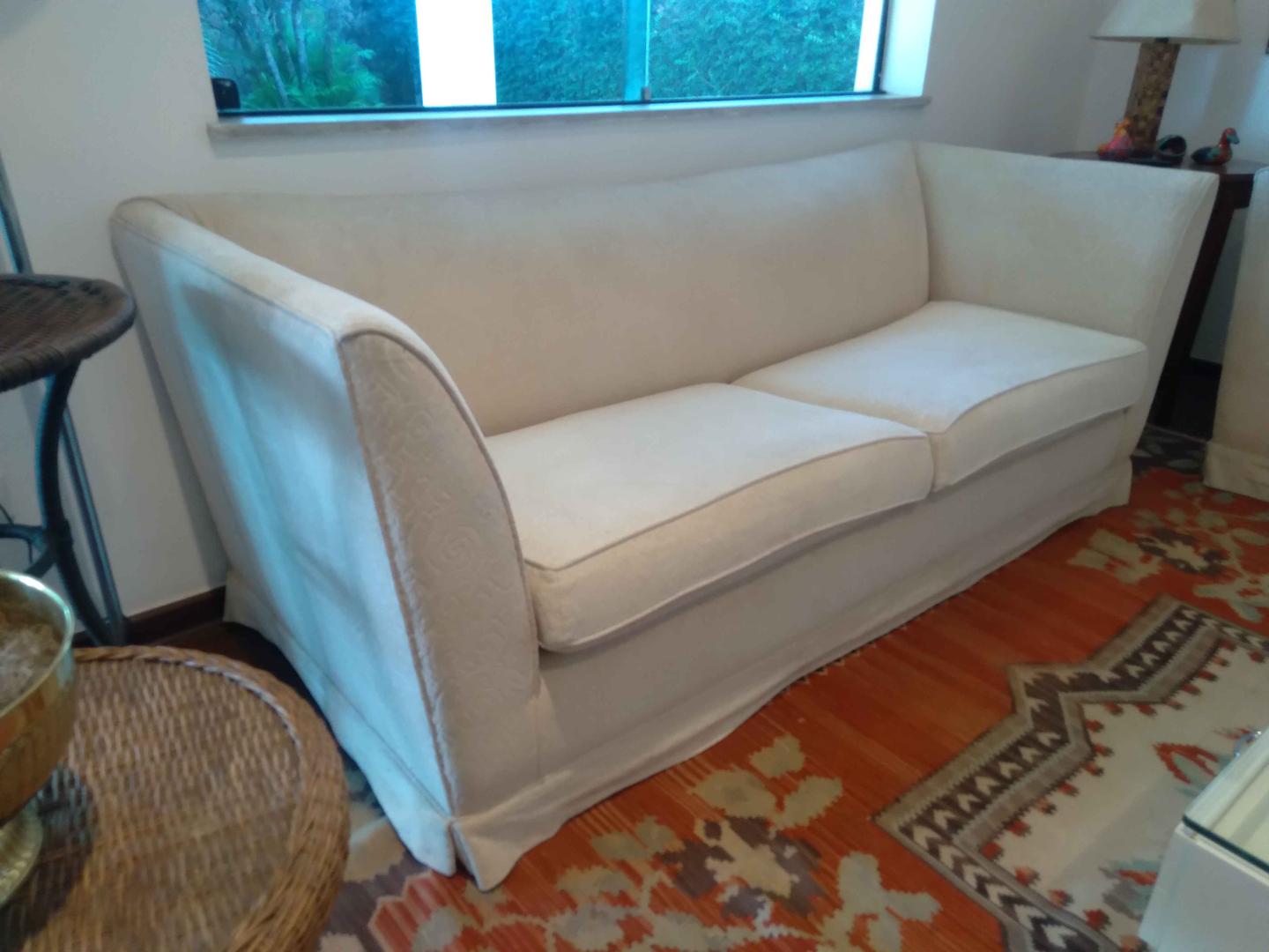 Sofa c/ 2 lugares em Estofado / Tecido Branco 81 cm x 178 cm x 83 cm