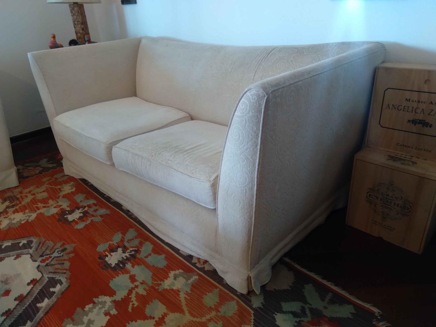 Sofa c/ 2 lugares em Estofado / Tecido Branco 81 cm x 178 cm x 83 cm