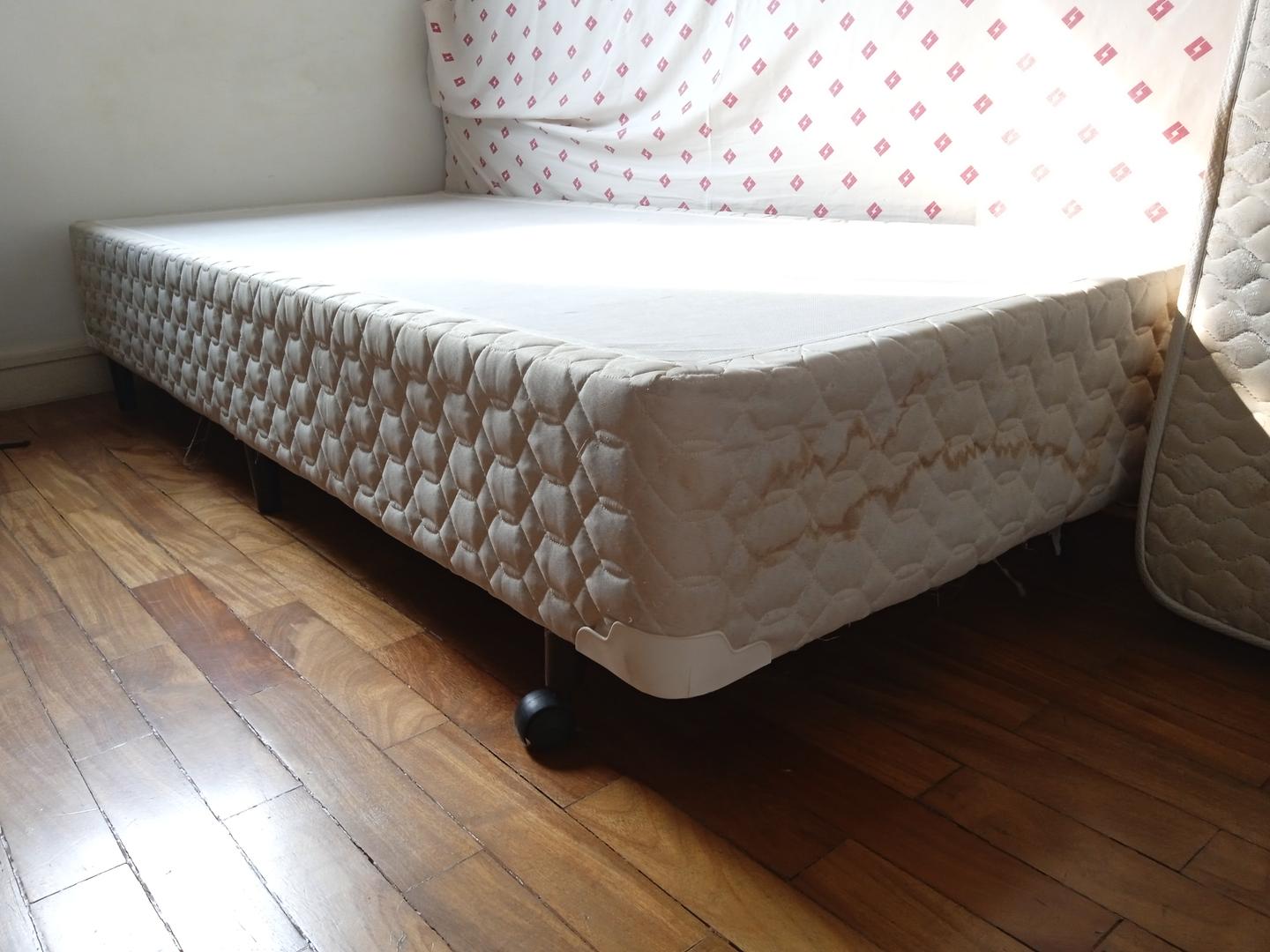 Cama box de solteiro em Tecido / Madeira Bege 35 cm x 188 cm x 87 cm