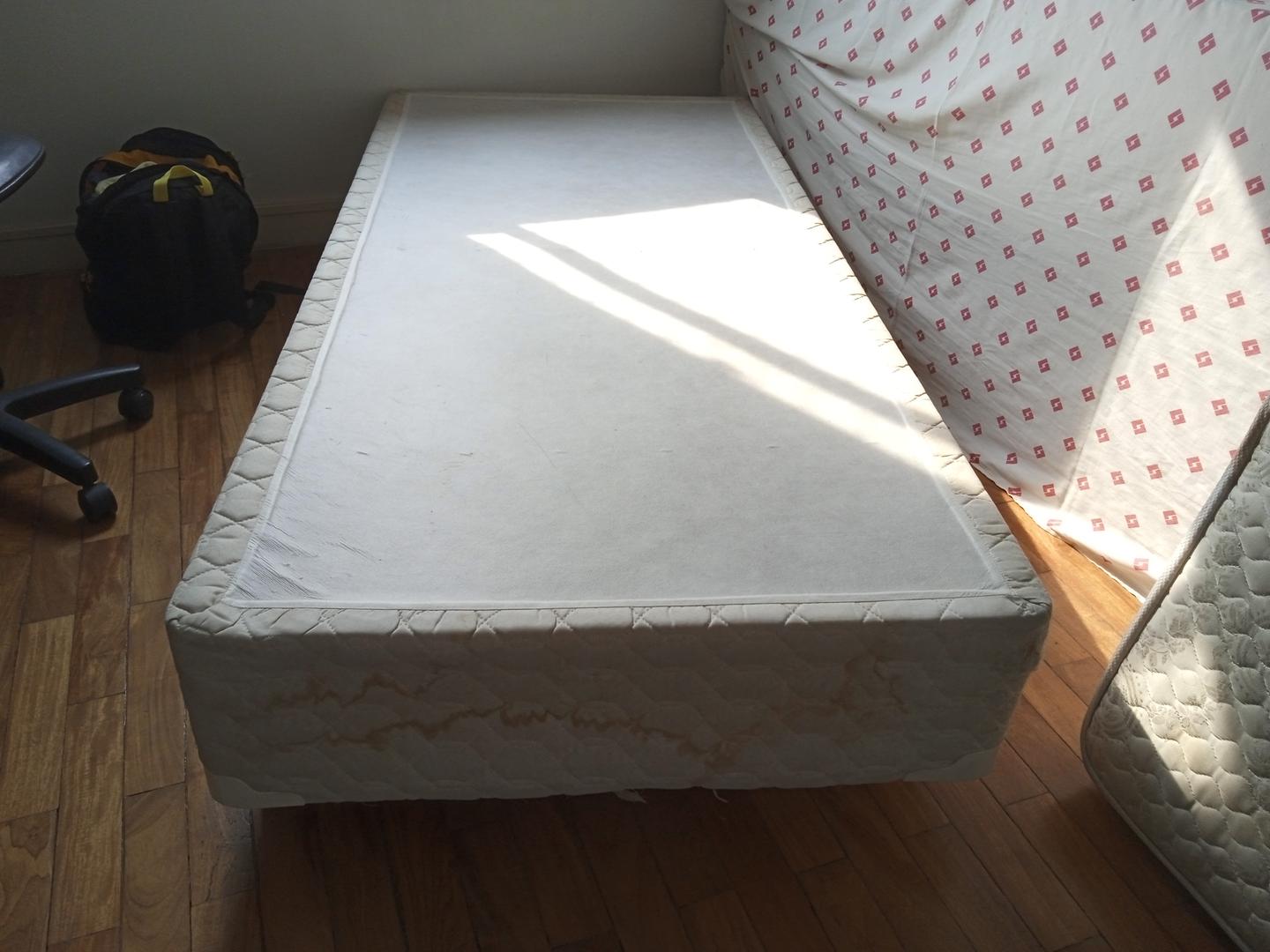 Cama box de solteiro em Tecido / Madeira Bege 35 cm x 188 cm x 87 cm