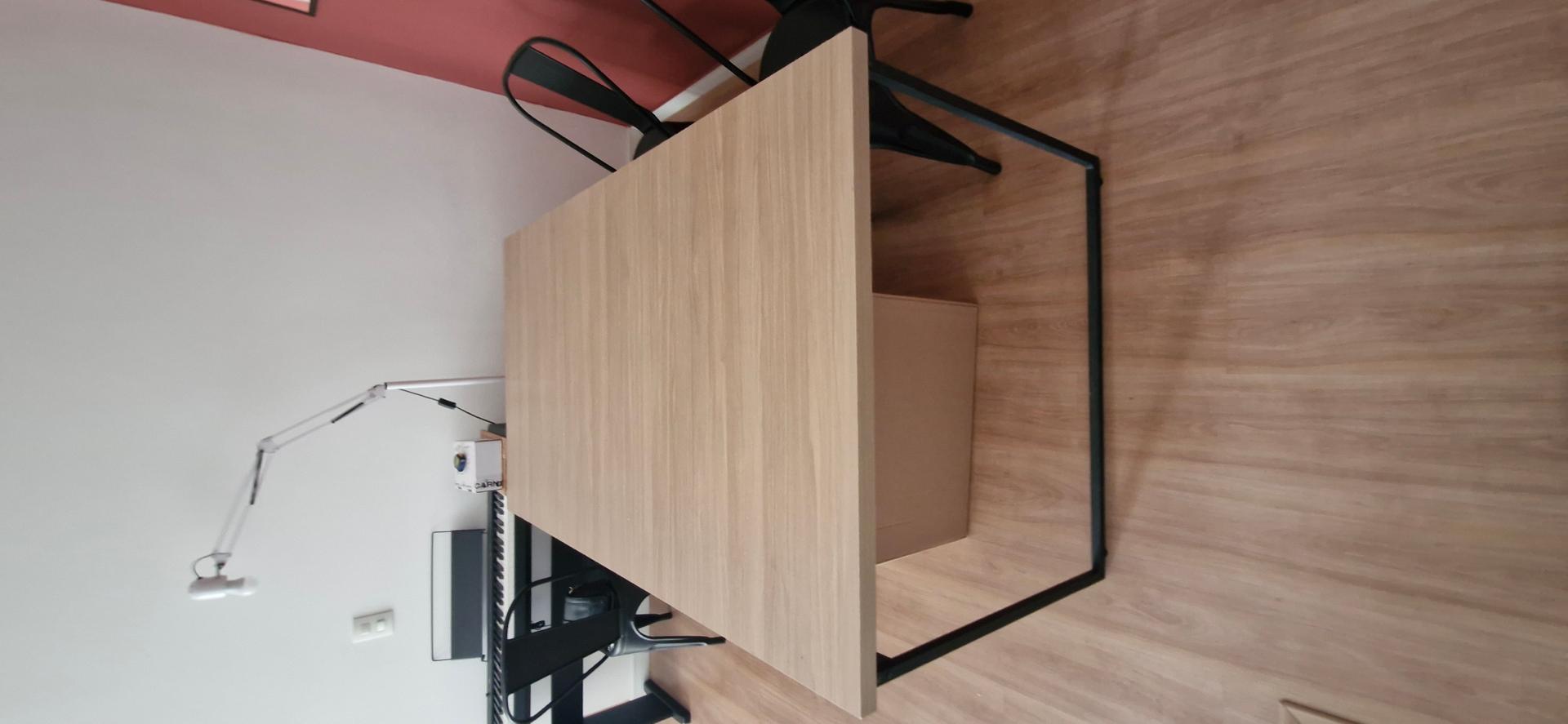 Mesa de Jantar em MDF / Aço Marrom 76 cm x 160 cm x 90 cm