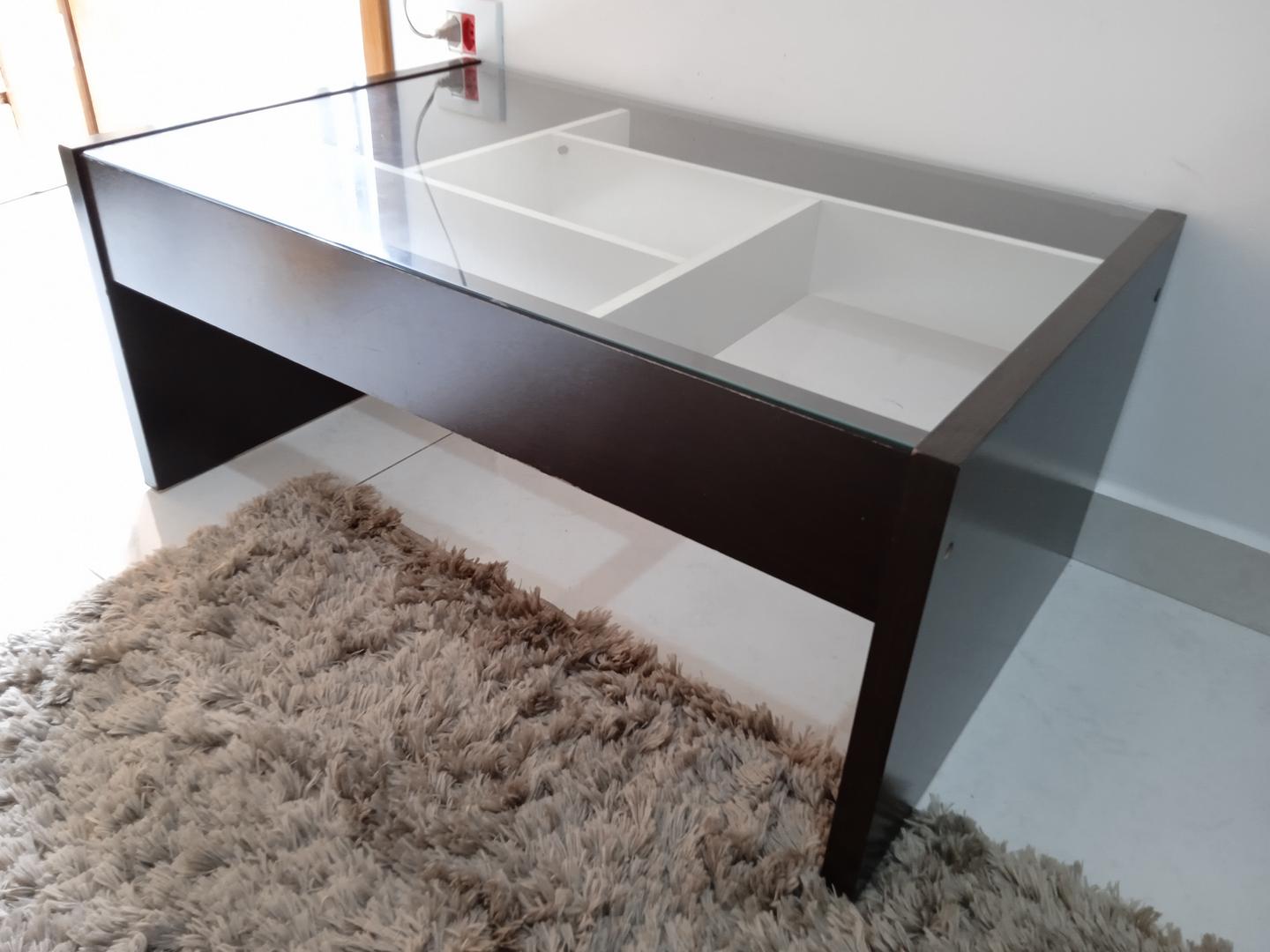 Mesa de centro em MDF / Vidro Marrom 37 cm x 83 cm x 50 cm