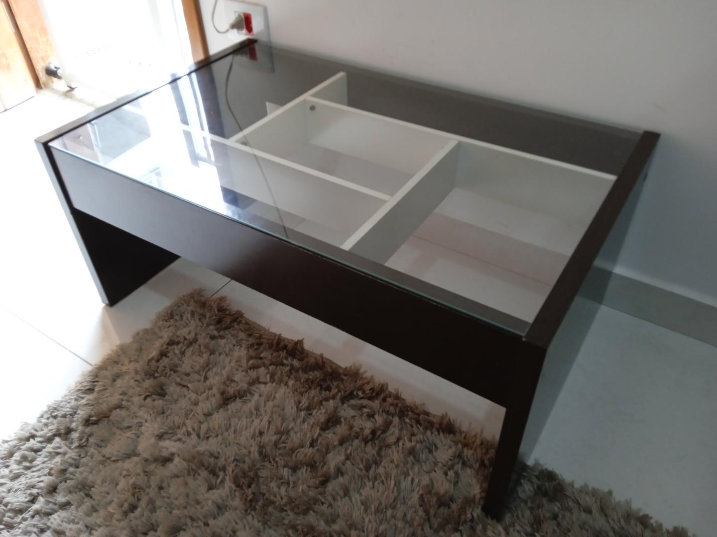 Mesa de centro em MDF / Vidro Marrom 37 cm x 83 cm x 50 cm