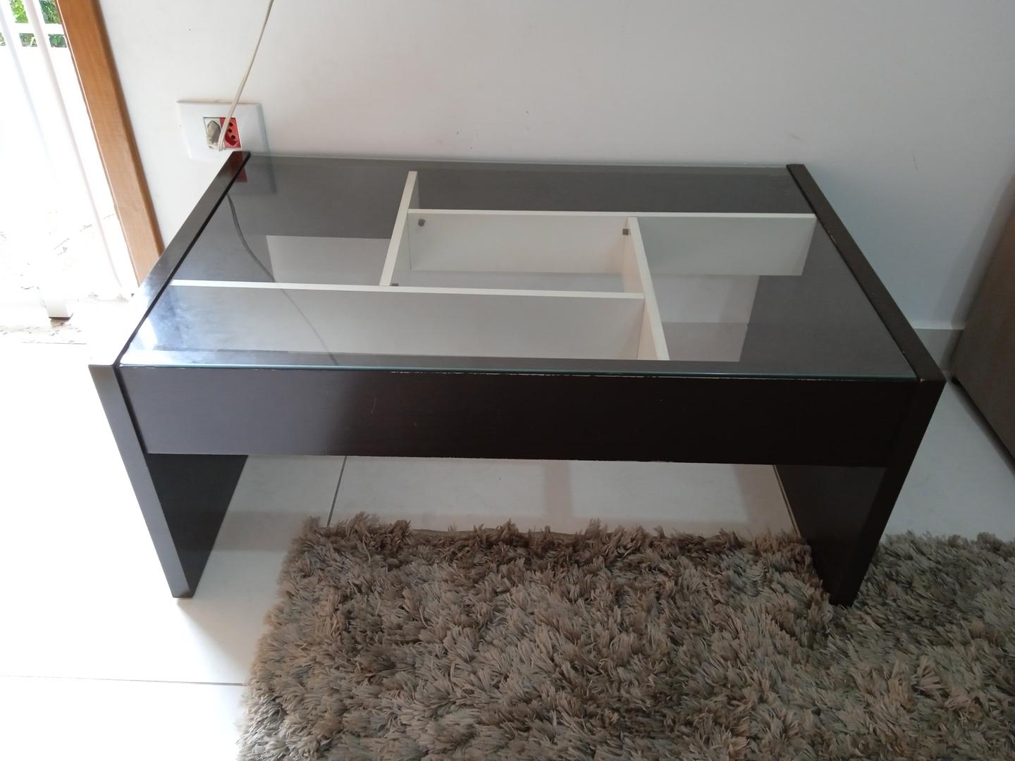 Mesa de centro em MDF / Vidro Marrom 37 cm x 83 cm x 50 cm