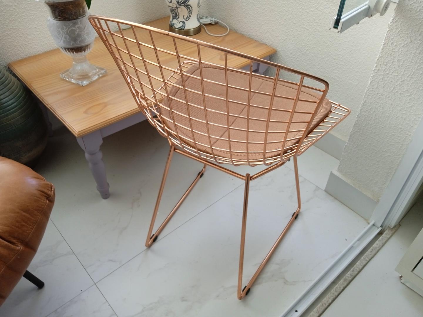 Cadeira Fixa Bertoia  em Metal Marrom 75 cm x 53 cm x 53 cm