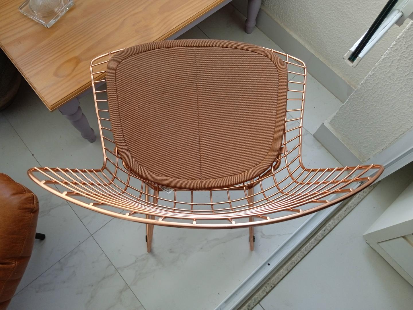 Cadeira Fixa Bertoia  em Metal Marrom 75 cm x 53 cm x 53 cm