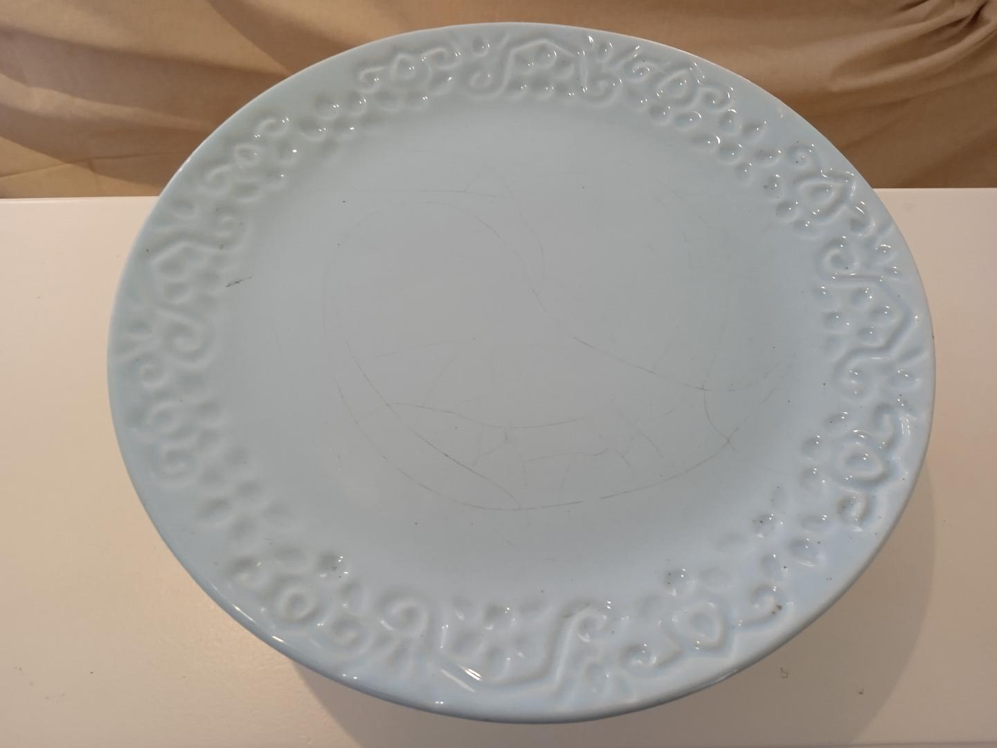 Prato p/ bolo em Porcelana Cinza 8 cm x 23 cm x 23 cm