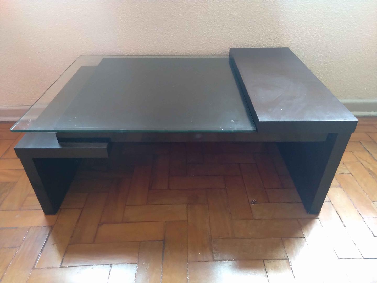 Mesa de centro  em MDP / Vidro Marrom 36 cm x 90 cm x 60 cm