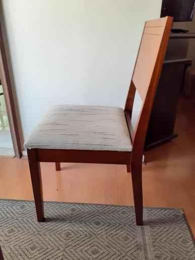 Cadeira de Jantar s/ braços  em Madeira / Estofado Bege 80 cm x 40 cm x 45 cm