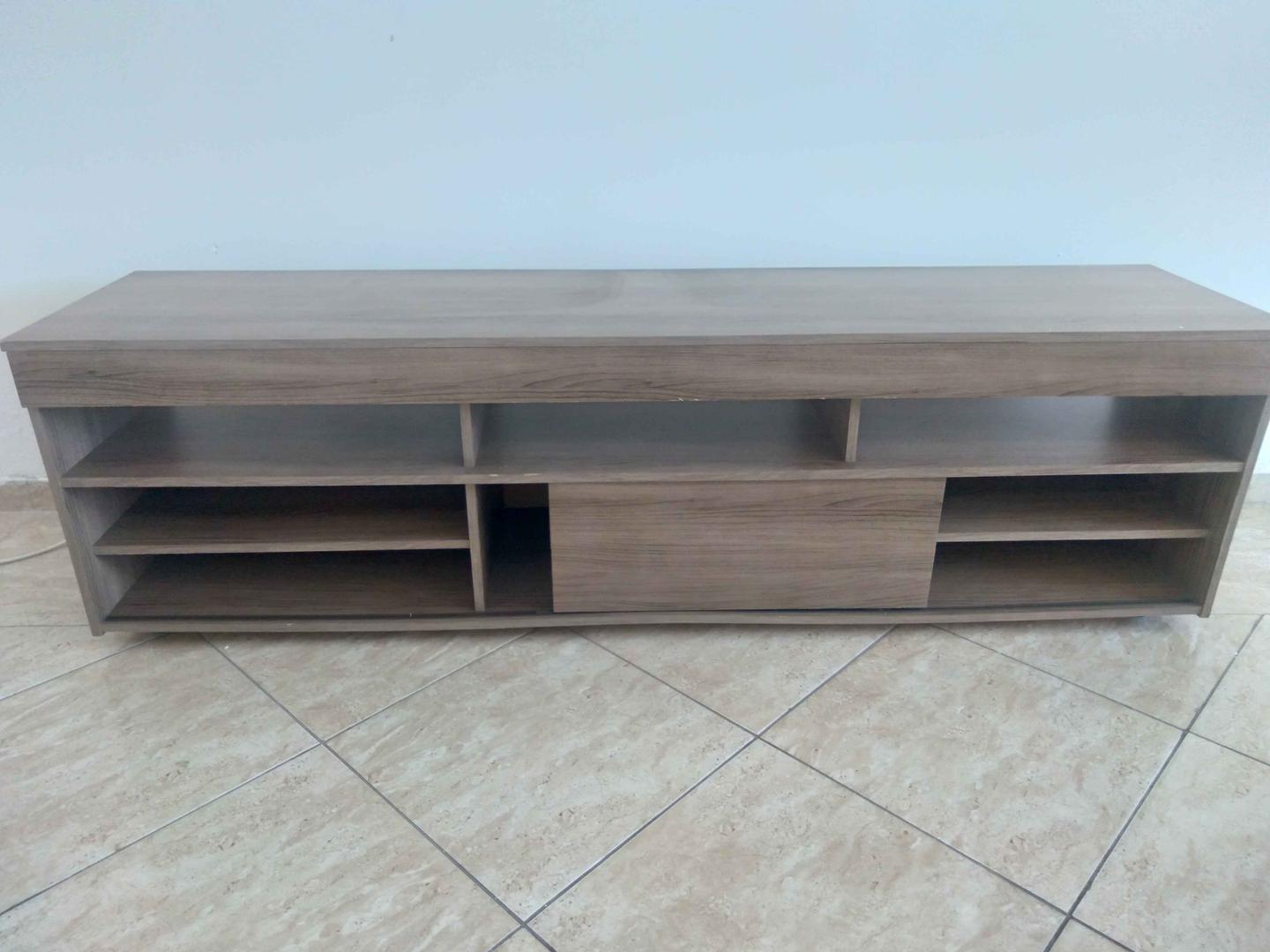 Rack c/ 4 prateleiras/ 1 porta de correr  em MDF Marrom 53 cm x 182 cm x 42 cm