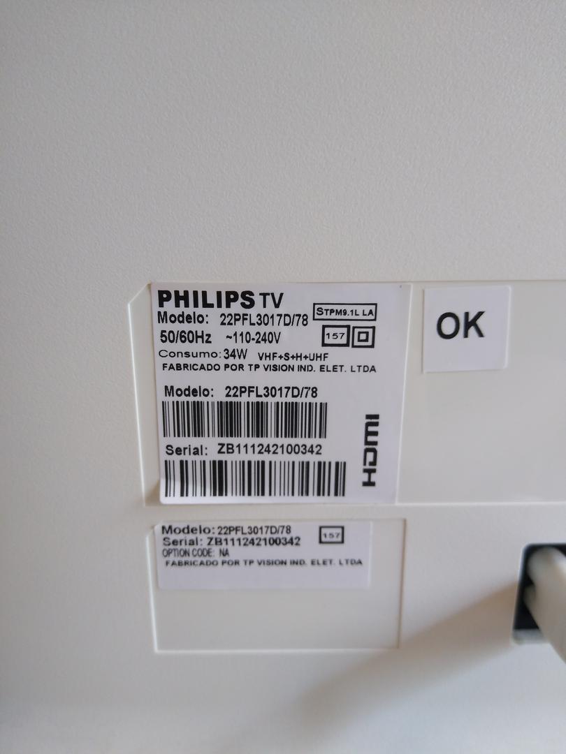 Monitor/televisão 22" polegadas Philips 22PFL3017D/78 Branco