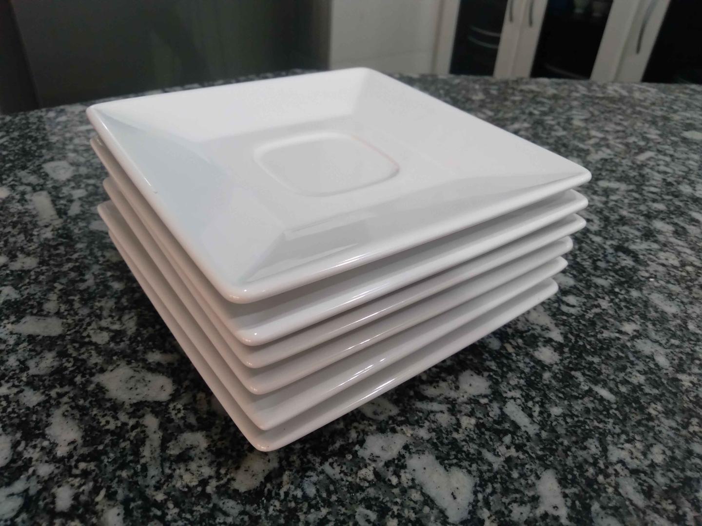 Conjunto de 6 Pires quadrado Oxford Today em Porcelana Branco 1 cm x 15 cm x 15 cm