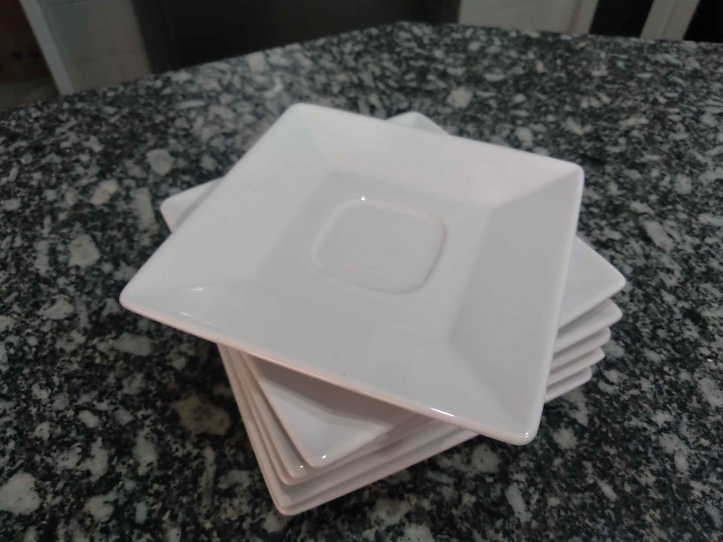 Conjunto de 6 Pires quadrado Oxford Today em Porcelana Branco 1 cm x 15 cm x 15 cm