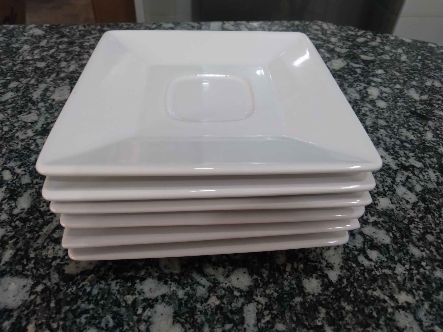 Conjunto de 6 Pires quadrado Oxford Today em Porcelana Branco 1 cm x 15 cm x 15 cm