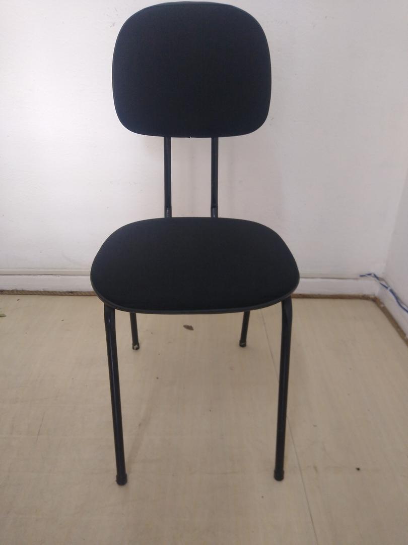Cadeira fixa s/ braços em Estofado / Tecido Preto 95 cm x 40 cm x 45 cm