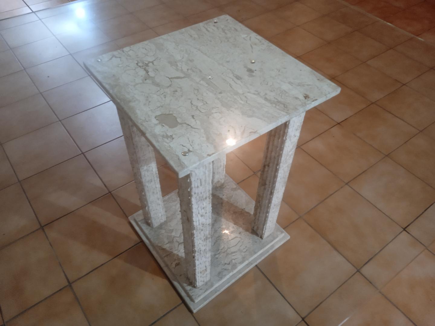 Mesa de jantar em Mármore / Vidro Bege 80 cm x 125 cm x 125 cm