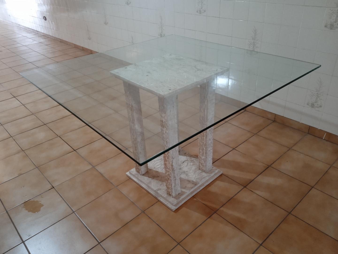 Mesa de jantar em Mármore / Vidro Bege 80 cm x 125 cm x 125 cm