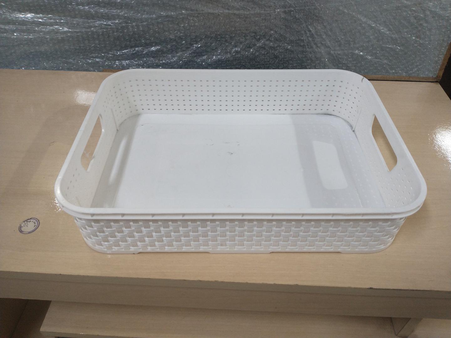 Cesta Organizadora em Plástico Branco 8 cm x 38 cm x 28 cm