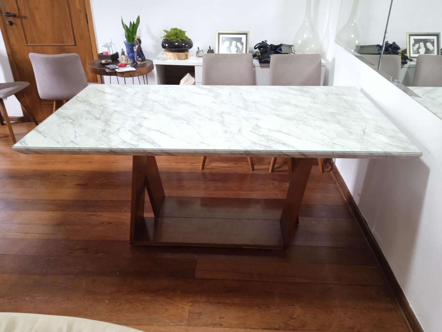 Mesa de jantar em Madeira / fórmica Cinza 79 cm x 180 cm x 100 cm