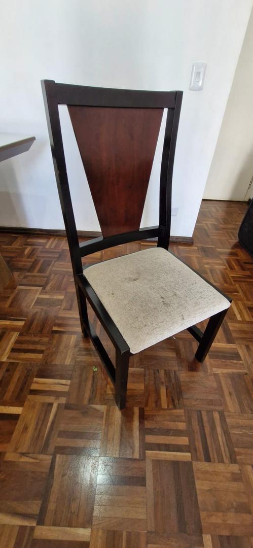 Cadeira de jantar estofada fixa s/ braços em Estofado / MDF Marrom 46 cm x 48 cm x 44 cm