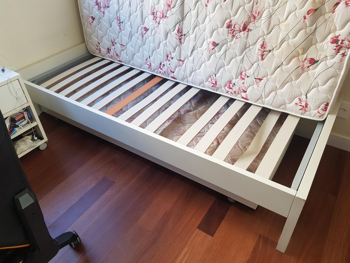 Cama de solteiro  em Madeira Branco 43 cm x 218 cm x 96 cm