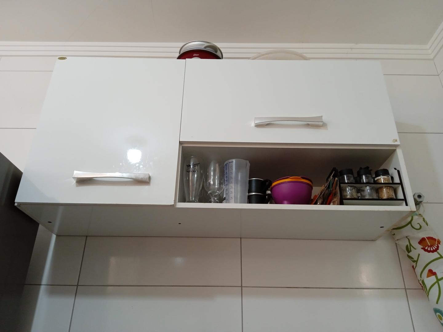 Armário de parede cozinha c/ 2 portas e 1 nicho em MDF Branco 55 cm x 114 cm x 30 cm