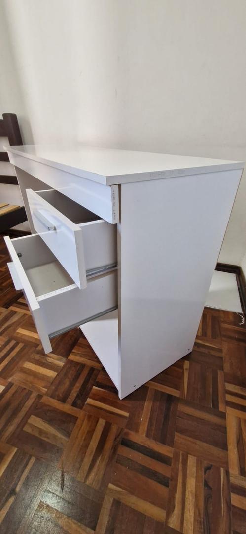 Escrivaninha / Mesa de Escritório c / 2 gavetas em MDF Branco 77 cm x 415 cm x 122 cm