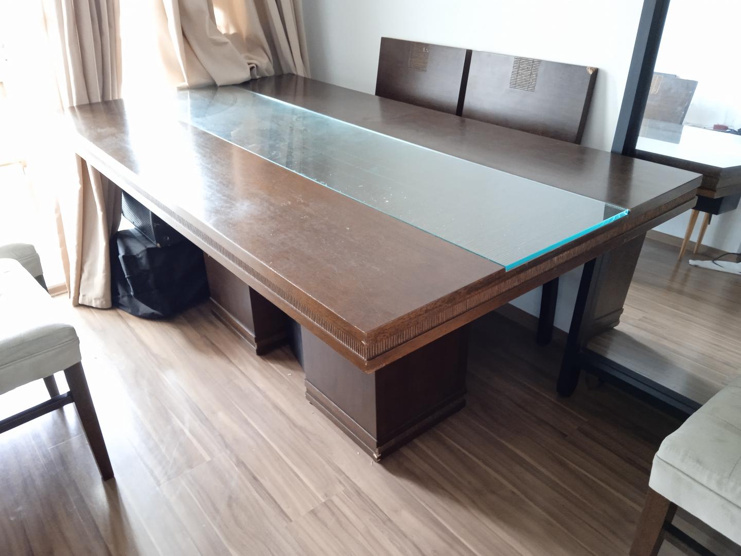 Mesa de jantar s/ cadeiras em Madeira / Vidro Marrom 79 cm x 180 cm x 101 cm