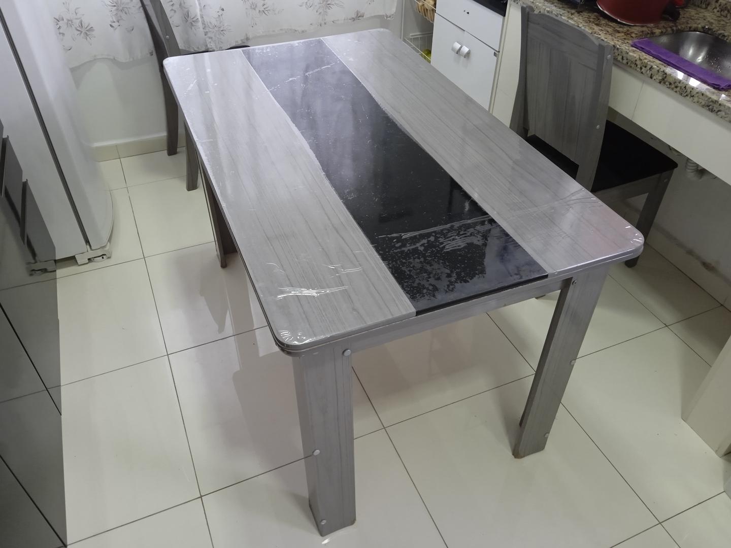 Mesa de jantar Cimol em MDF Cinza 80 cm x 80 cm x 138 cm