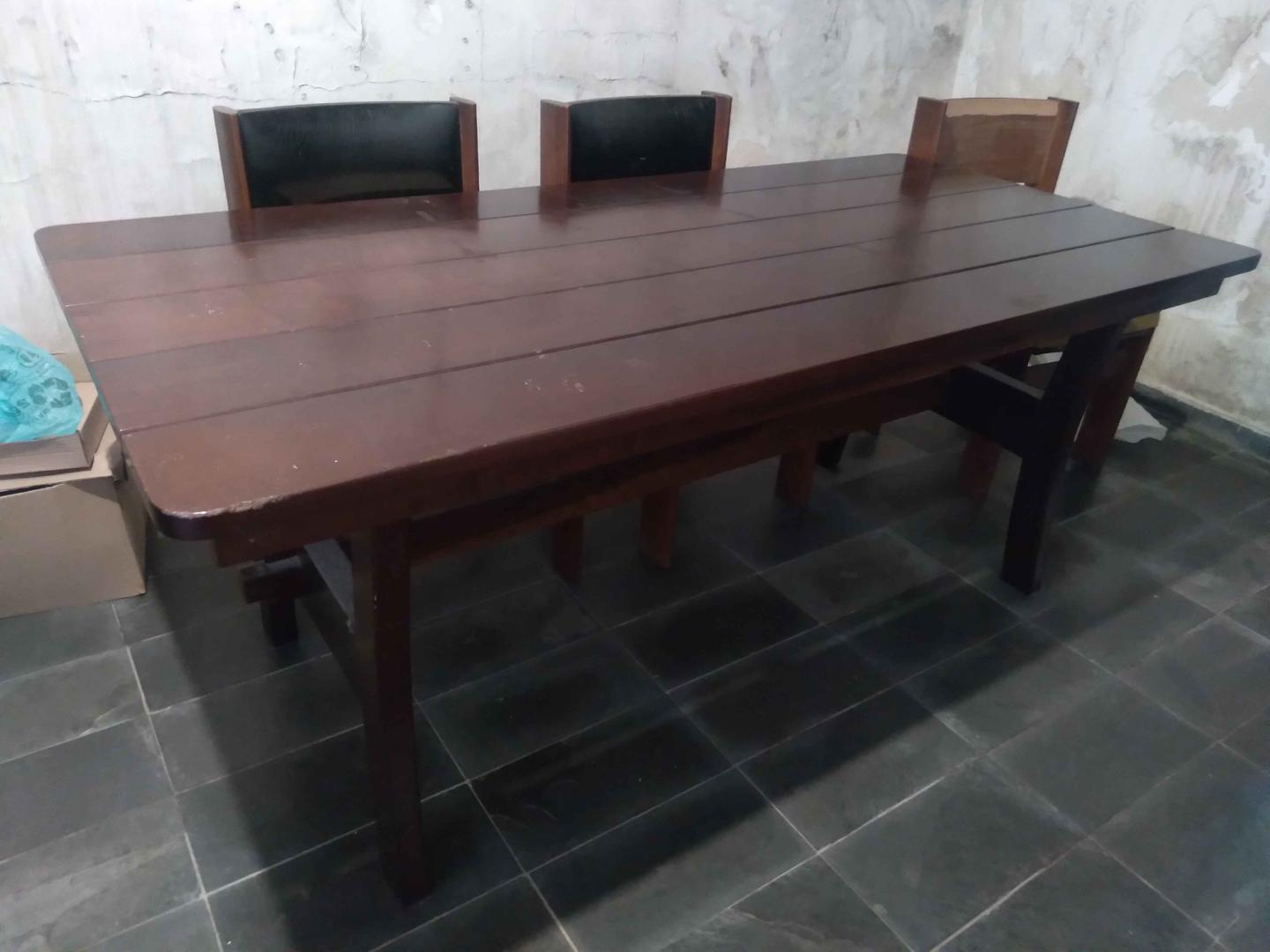 Mesa de Jantar em Madeira Marrom 77 cm x 190 cm x 90 cm