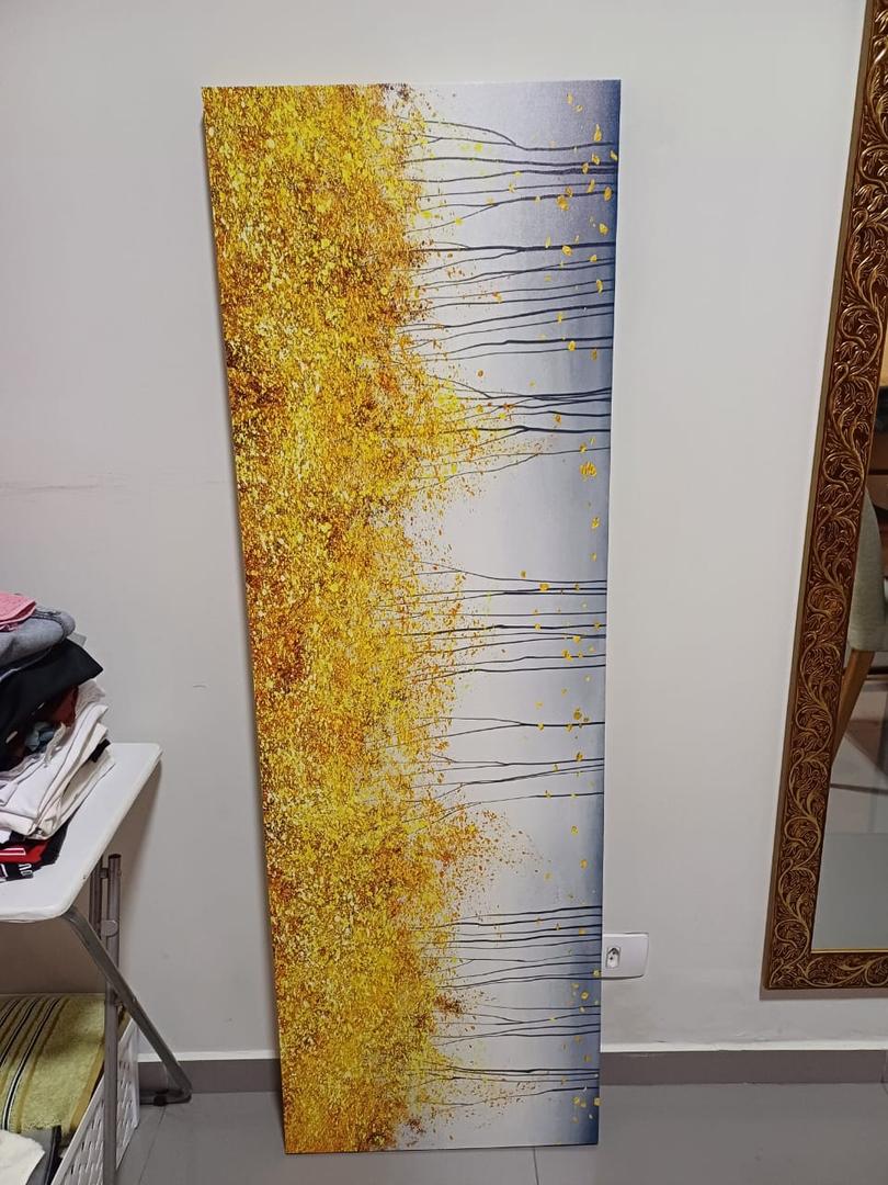 Quadro / Tela / Pintura s/ moldura  em MDF / Tela Amarelo 149 cm x 48 cm x 1 cm