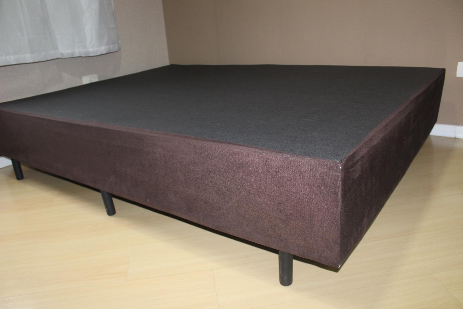 Cama de Casal padrão Gazin em MDF / Tecido Marrom 38 cm x 138 cm x 188 cm