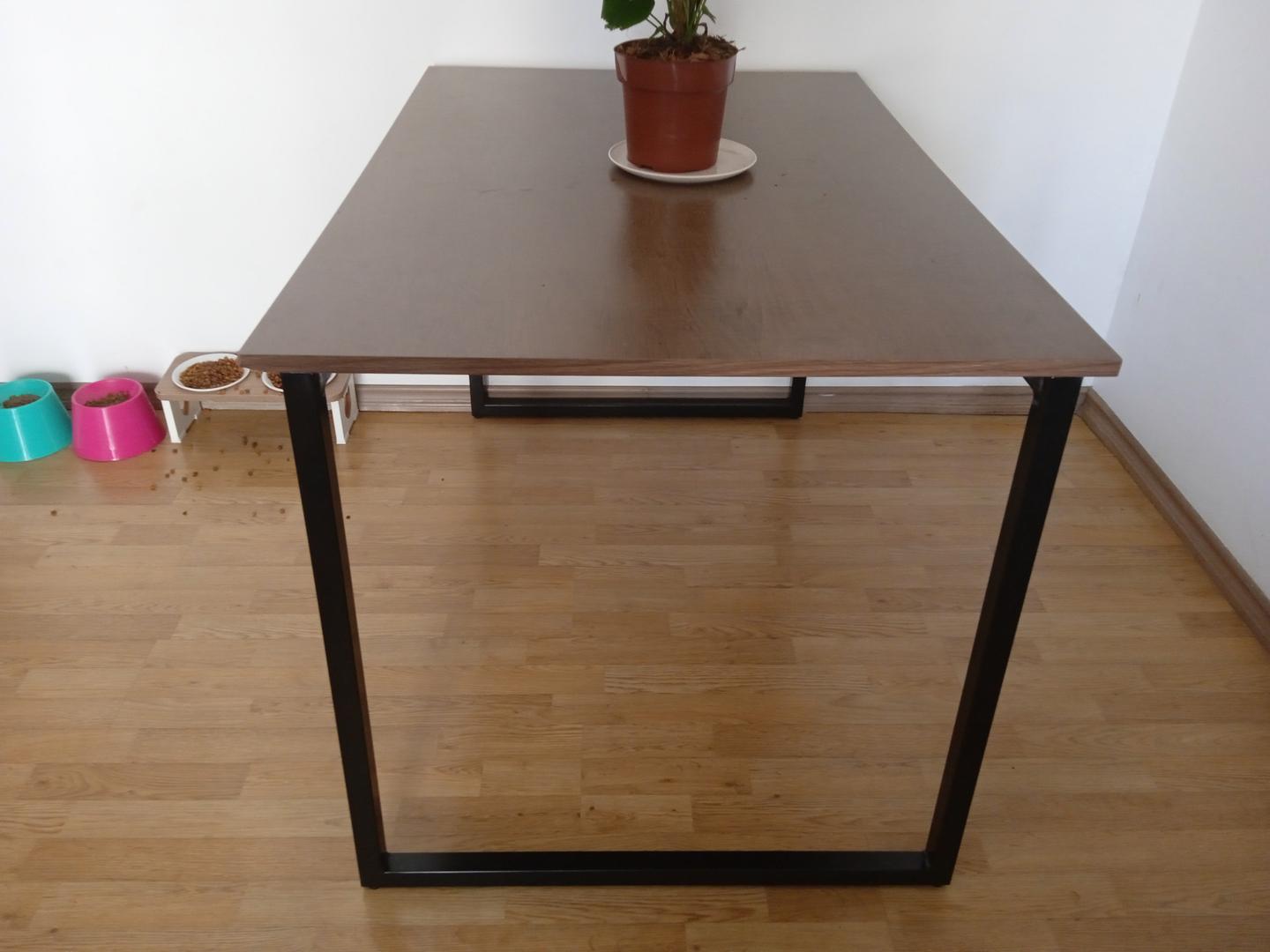 Mesa de jantar Industrial em Aço / MDF Marrom 74 cm x 80 cm x 120 cm