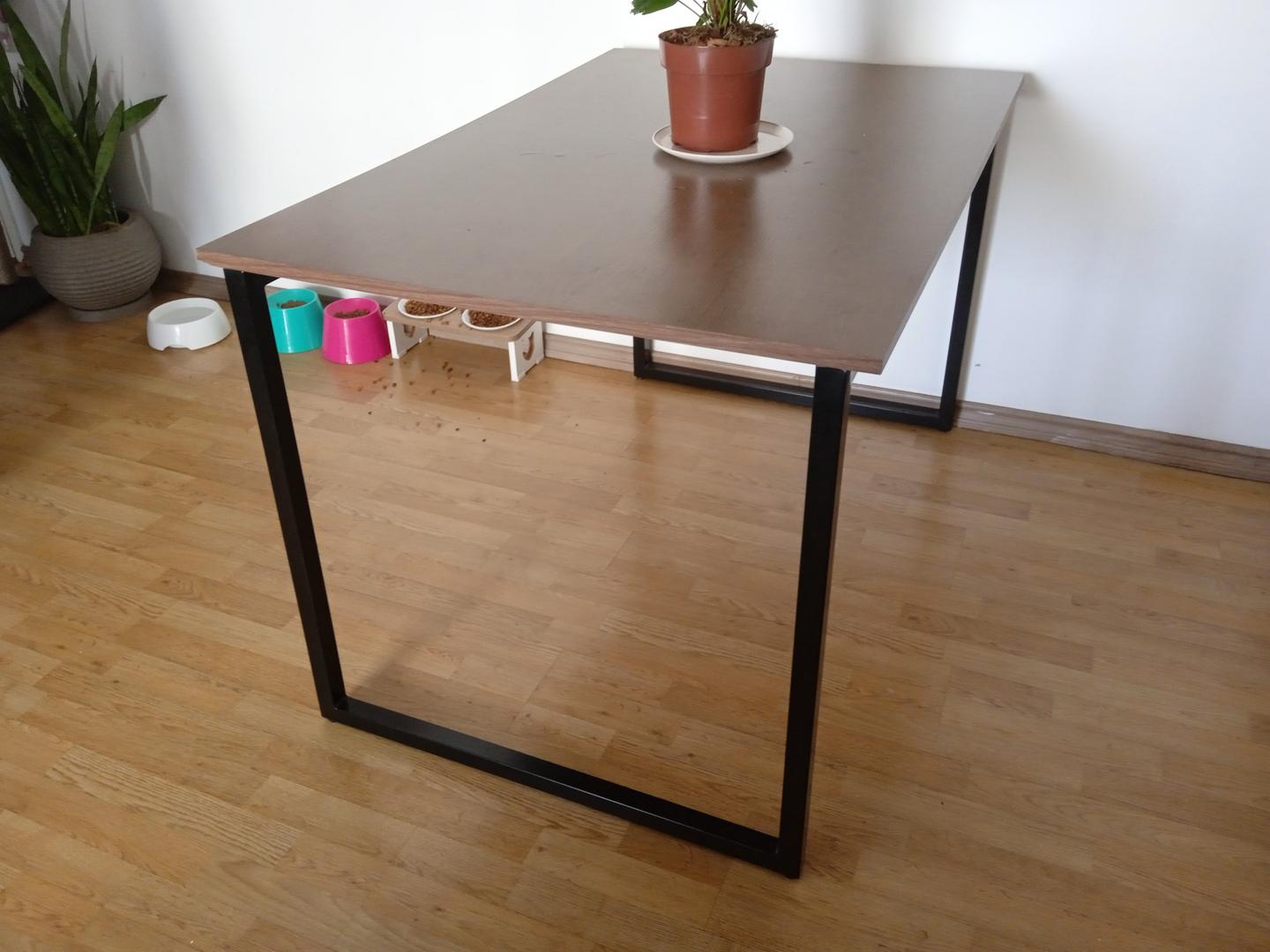 Mesa de jantar Industrial em Aço / MDF Marrom 74 cm x 80 cm x 120 cm