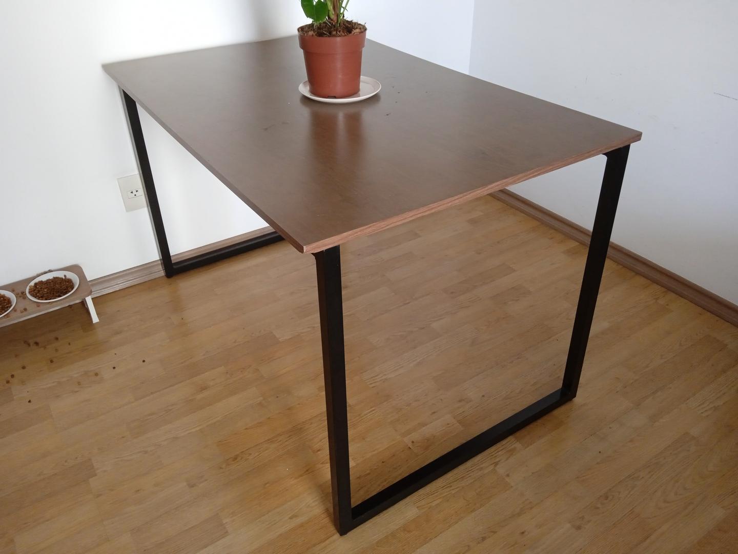 Mesa de jantar Industrial em Aço / MDF Marrom 74 cm x 80 cm x 120 cm