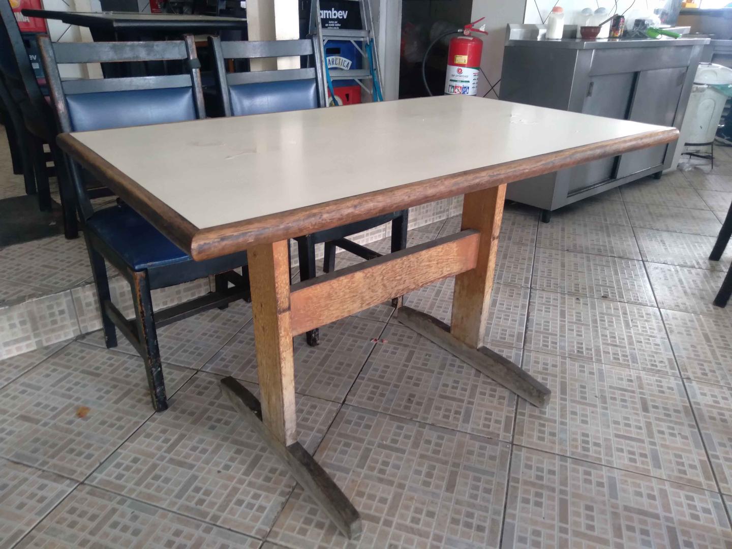 Mesa de jantar / bar retangular em Madeira Branco 75 cm x 120 cm x 70 cm