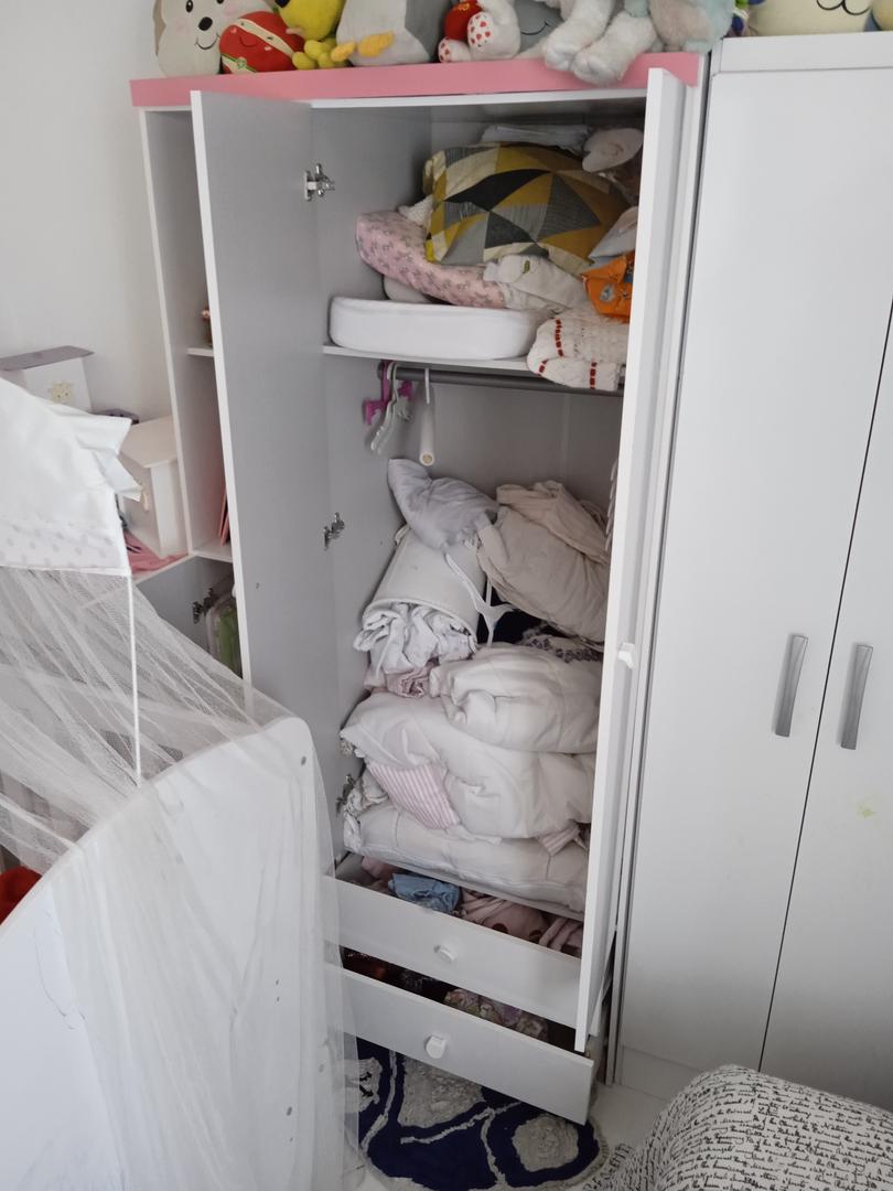 Guarda roupas Infantil c/ 2 nichos 3 portas e 2 gavetas em MDF Branco