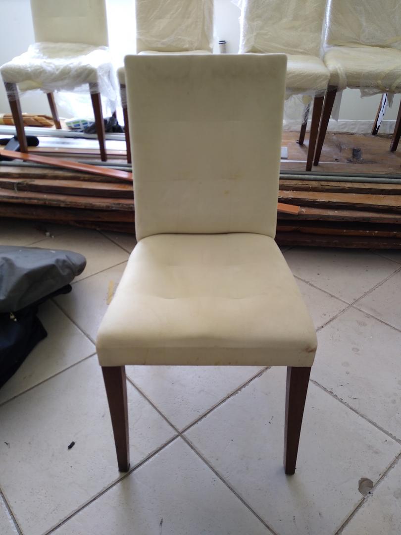 Cadeira de jantar em Estofado / Madeira Branco 95 cm x 50 cm x 50 cm