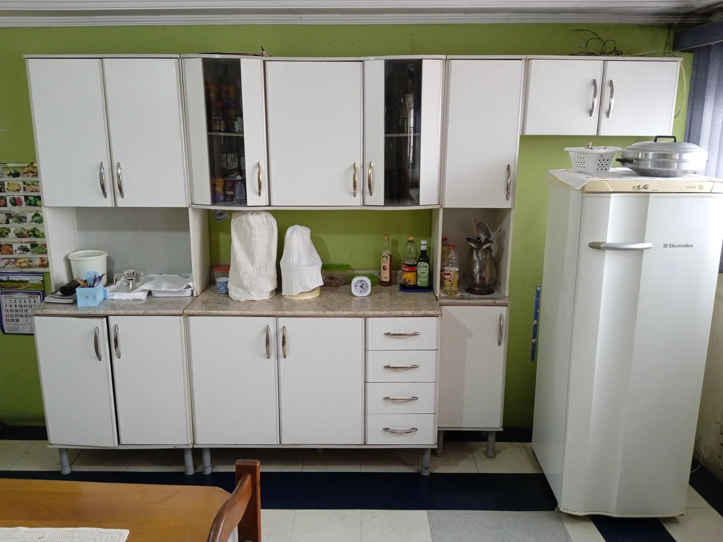 Armário de parede cozinha completa c/13 portas e 4 gavetas em MDF Branco