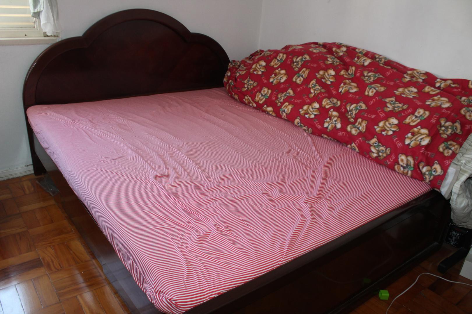 Cama de Casal Queen Size s/ Colchão em Madeira Maciça Marrom 115 cm x 170 cm x 207 cm