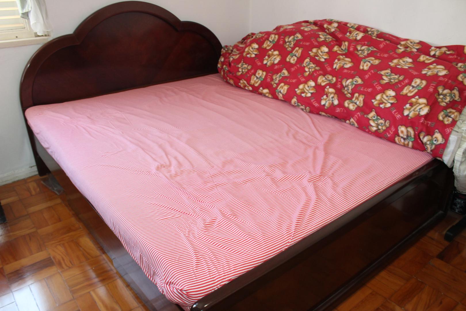 Cama de Casal Queen Size s/ Colchão em Madeira Maciça Marrom 115 cm x 170 cm x 207 cm